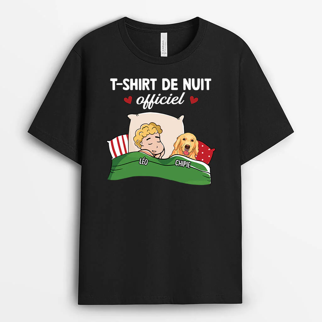 Tee Shirt Chien Personnalisé - T-Shirt De Nuit Officiel Avec Chien - Image 2