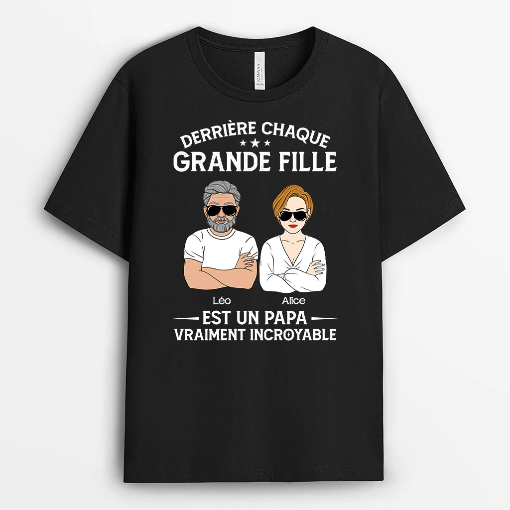 T-shirt papa personnalisé – Derrière chaque grand enfant