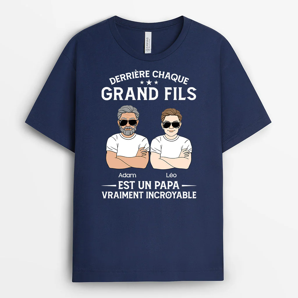 T-shirt papa personnalisé – Derrière chaque grand enfant - Image 2