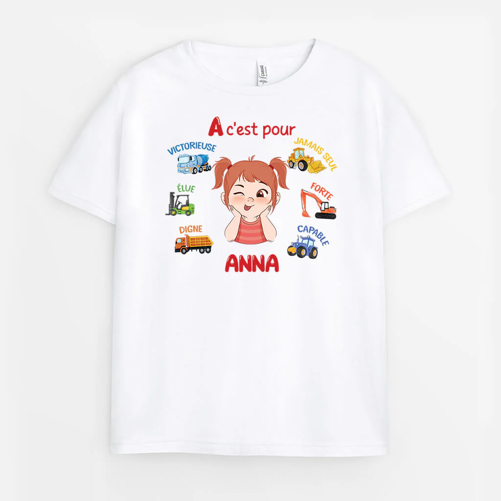 T-Shirt Pour Enfant | Alphabet Avec Véhicules Personnalisé