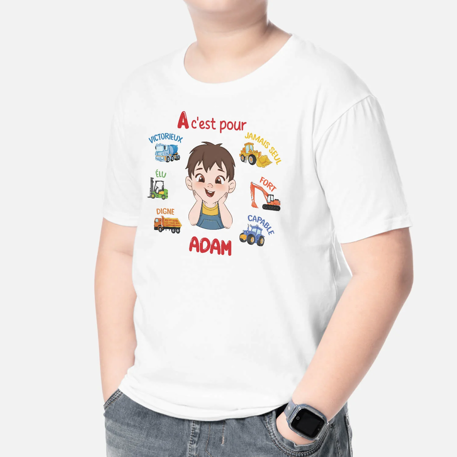 T-Shirt Pour Enfant | Alphabet Avec Véhicules Personnalisé - Image 2