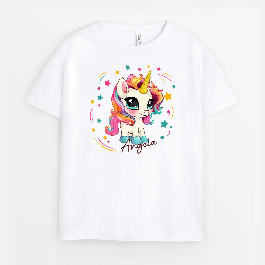 Tee Shirt Personnalisé Enfant – Licorne Avec Étoiles