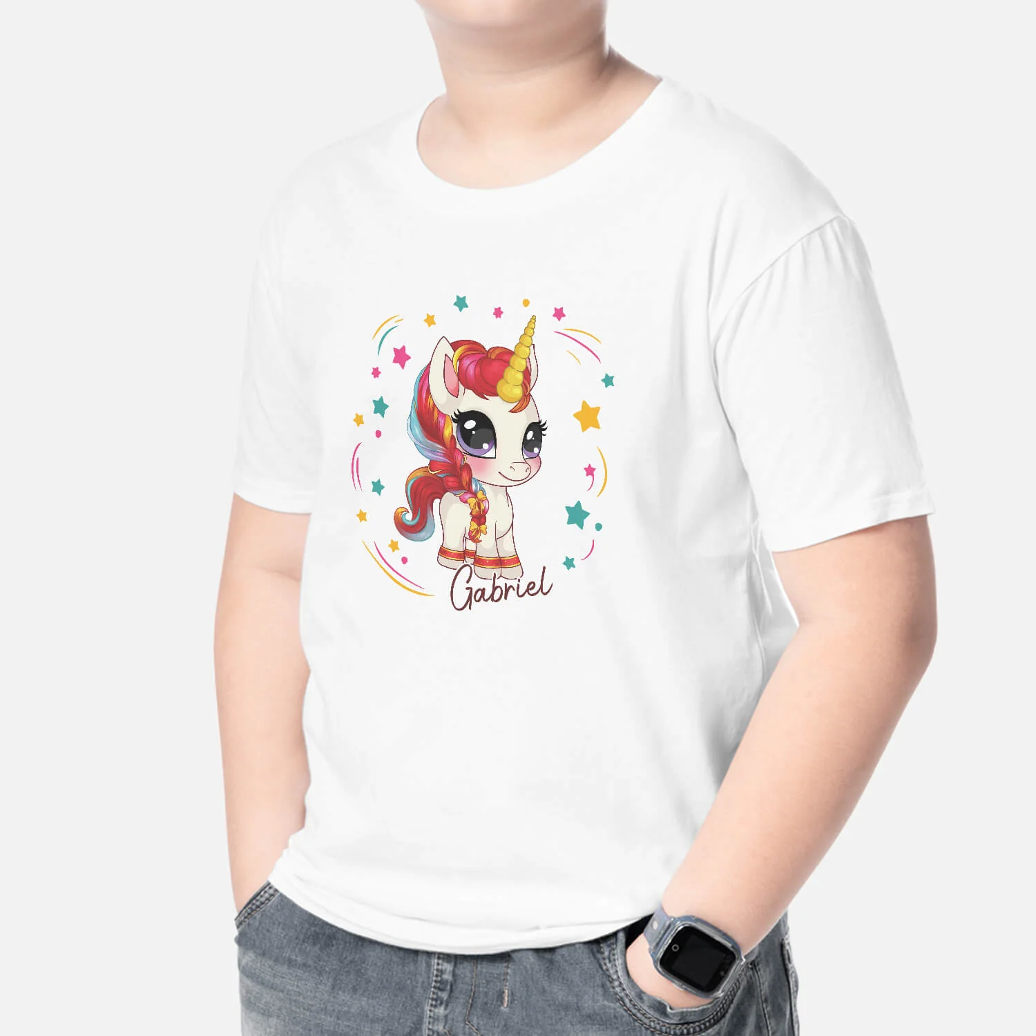 Tee Shirt Personnalisé Enfant – Licorne Avec Étoiles - Image 2