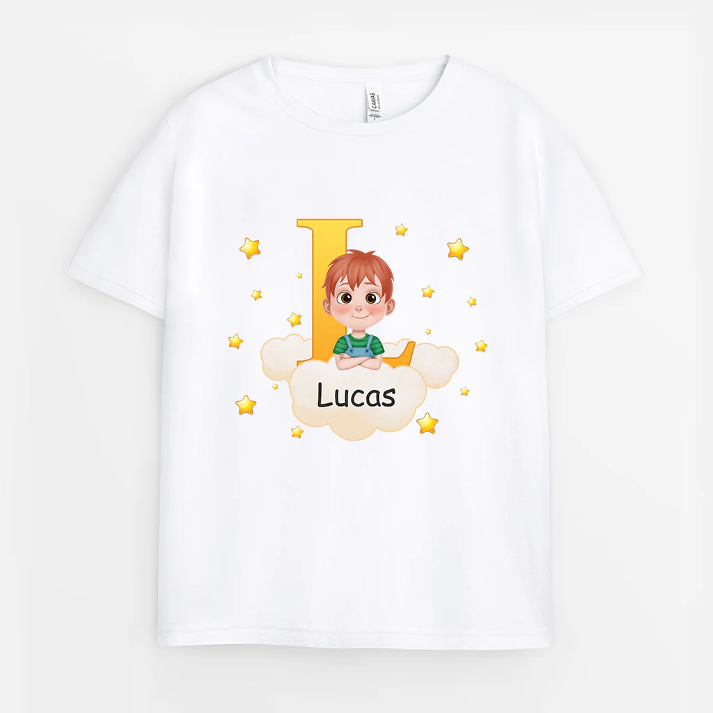 T-shirt Enfant Personnalisé - L'initiale De Son Prénom Dans Le Ciel