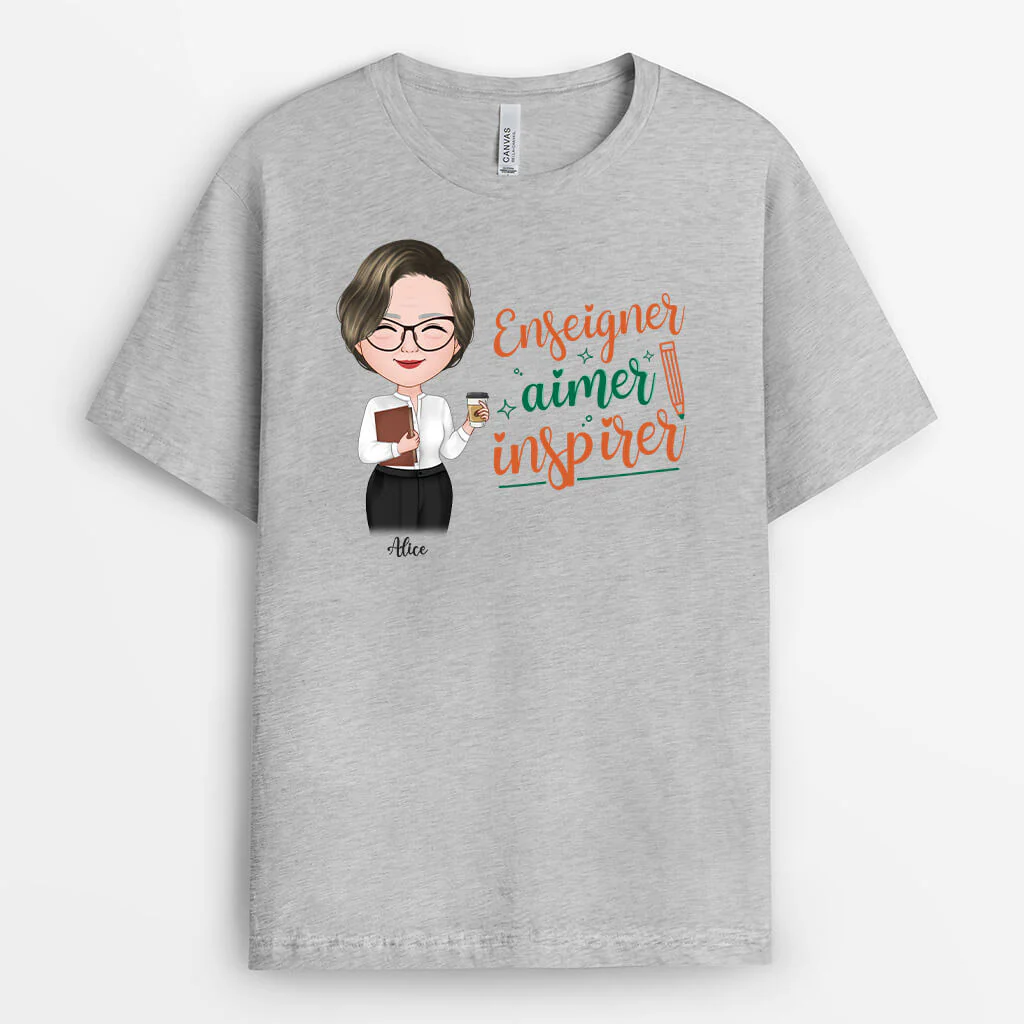 T-shirt Enseigner Aimer Inspirer Personnalisé - Image 2