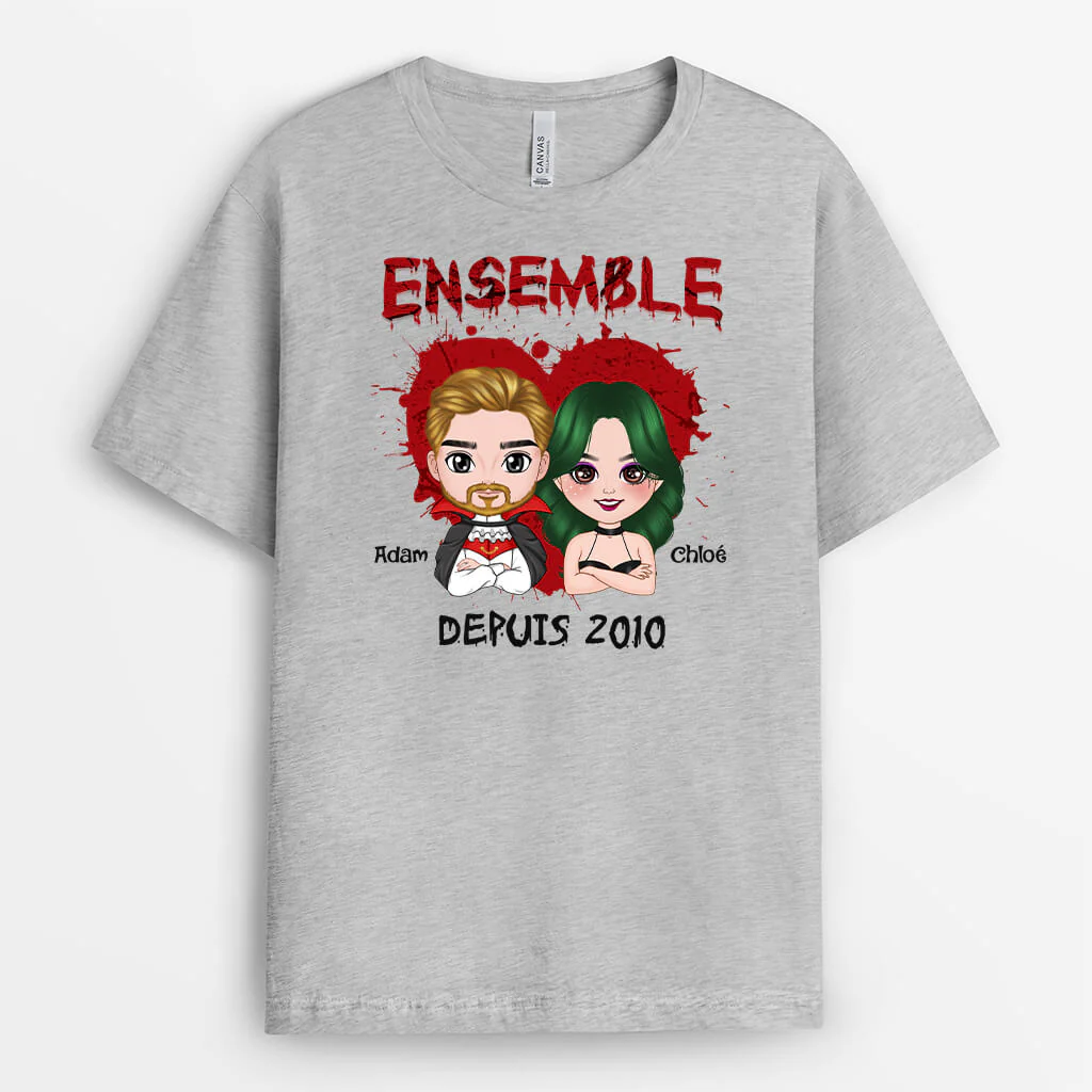 Tshirt Personnalisé Couple - Ensemble T-Shirt