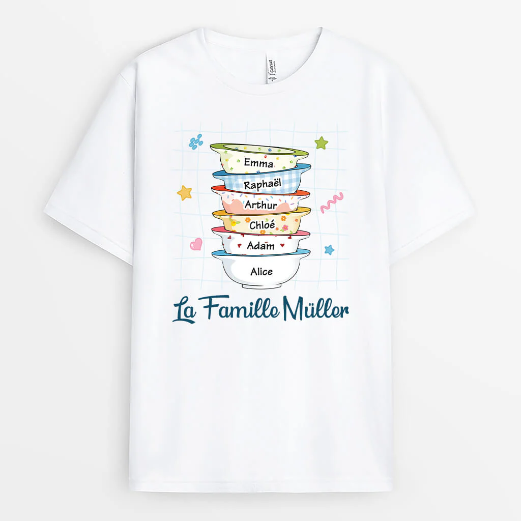 T Shirt Famille Avec Bols d’Amour Personnalisé