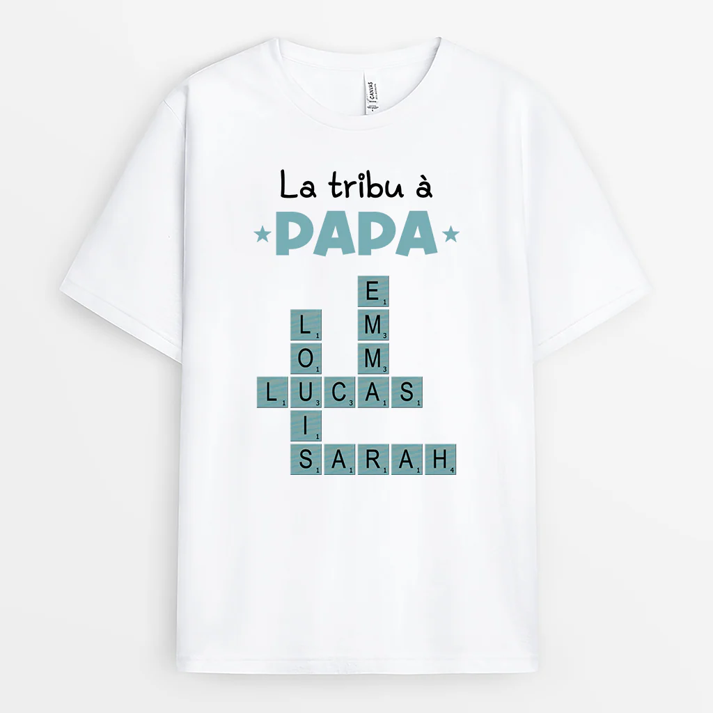 T-shirt Famille Personnalisé – La Tribu à Papa Version Mots Croisés