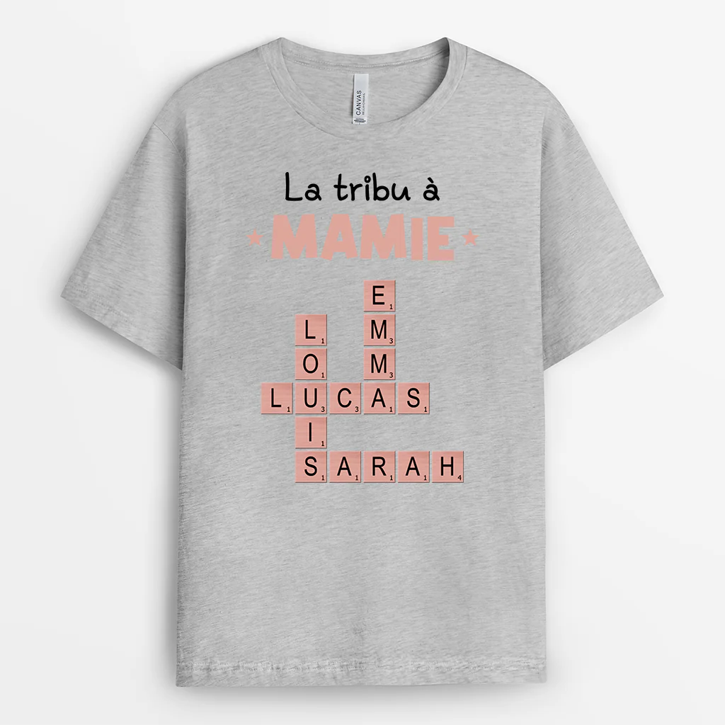 T-shirt Famille Personnalisé – La Tribu à Papa Version Mots Croisés - Image 2