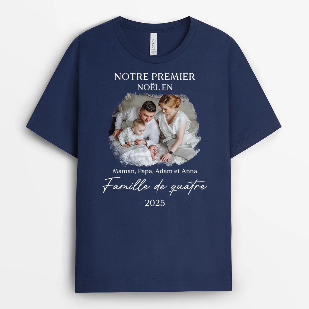 Tee Shirt Personnalisé Famille - Premier Noël en Famille de Trois - Image 2
