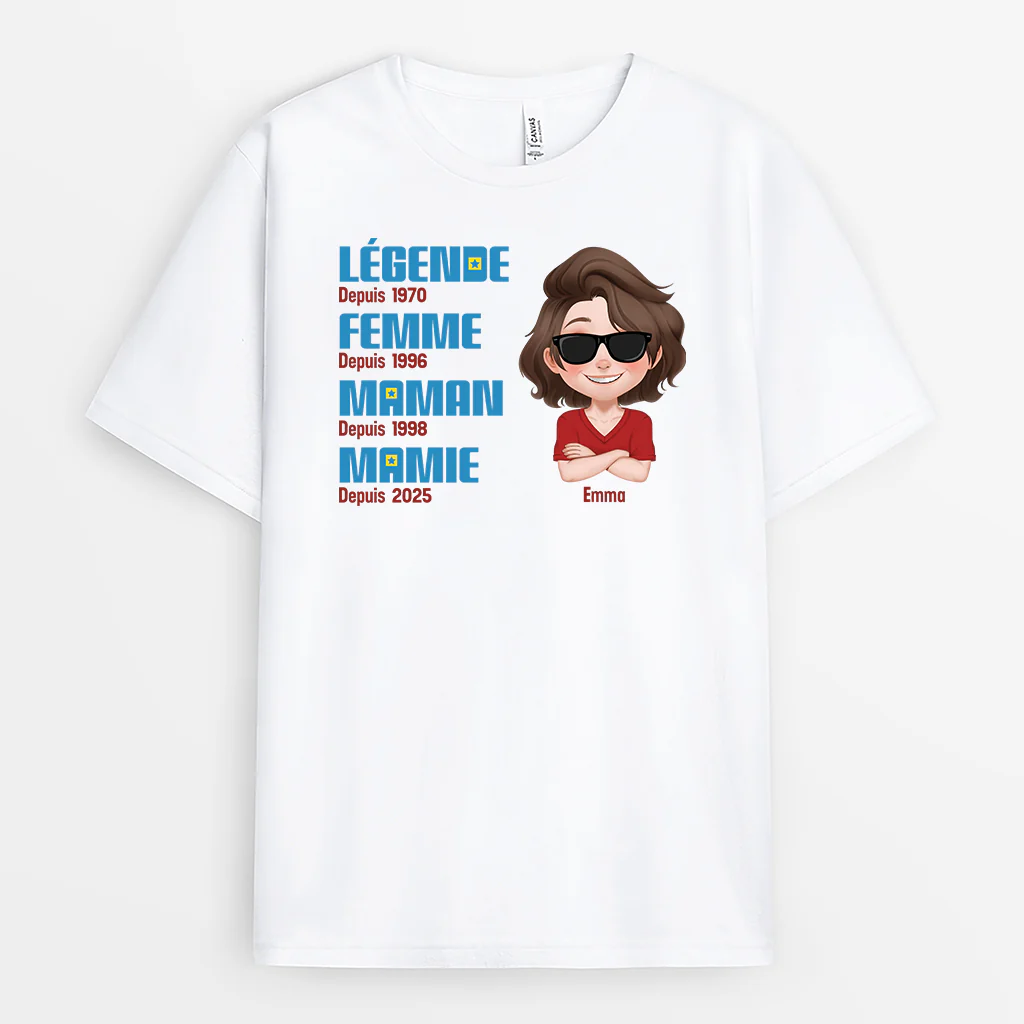 T-shirt Femme Personnalisé - Femme Maman Mamie Depuis - Version Cartoon