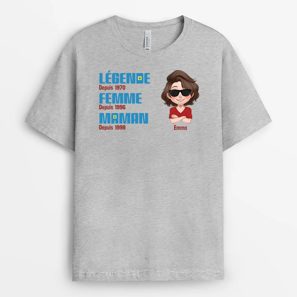 T-shirt Femme Personnalisé - Femme Maman Mamie Depuis - Version Cartoon - Image 2