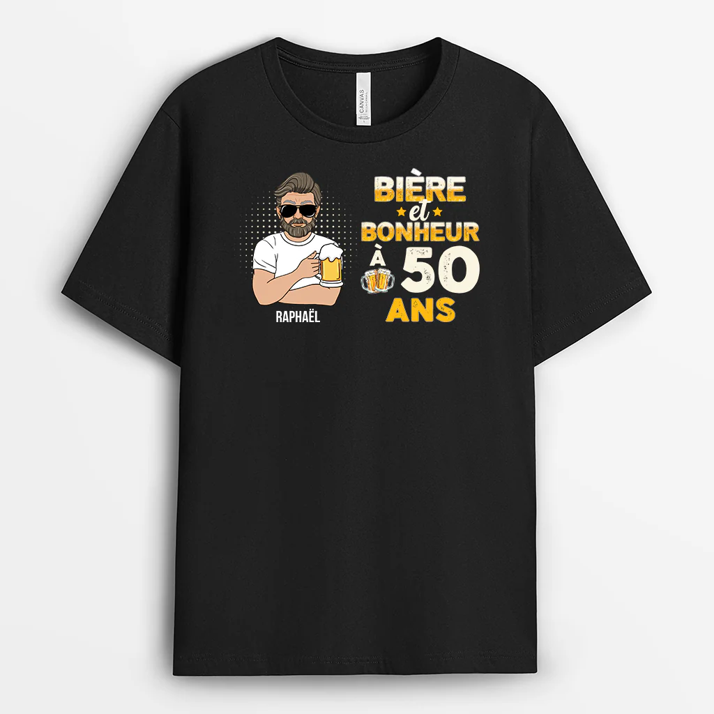 Tee Shirt Personnalisé Homme | Bière Et Bonheur Unique