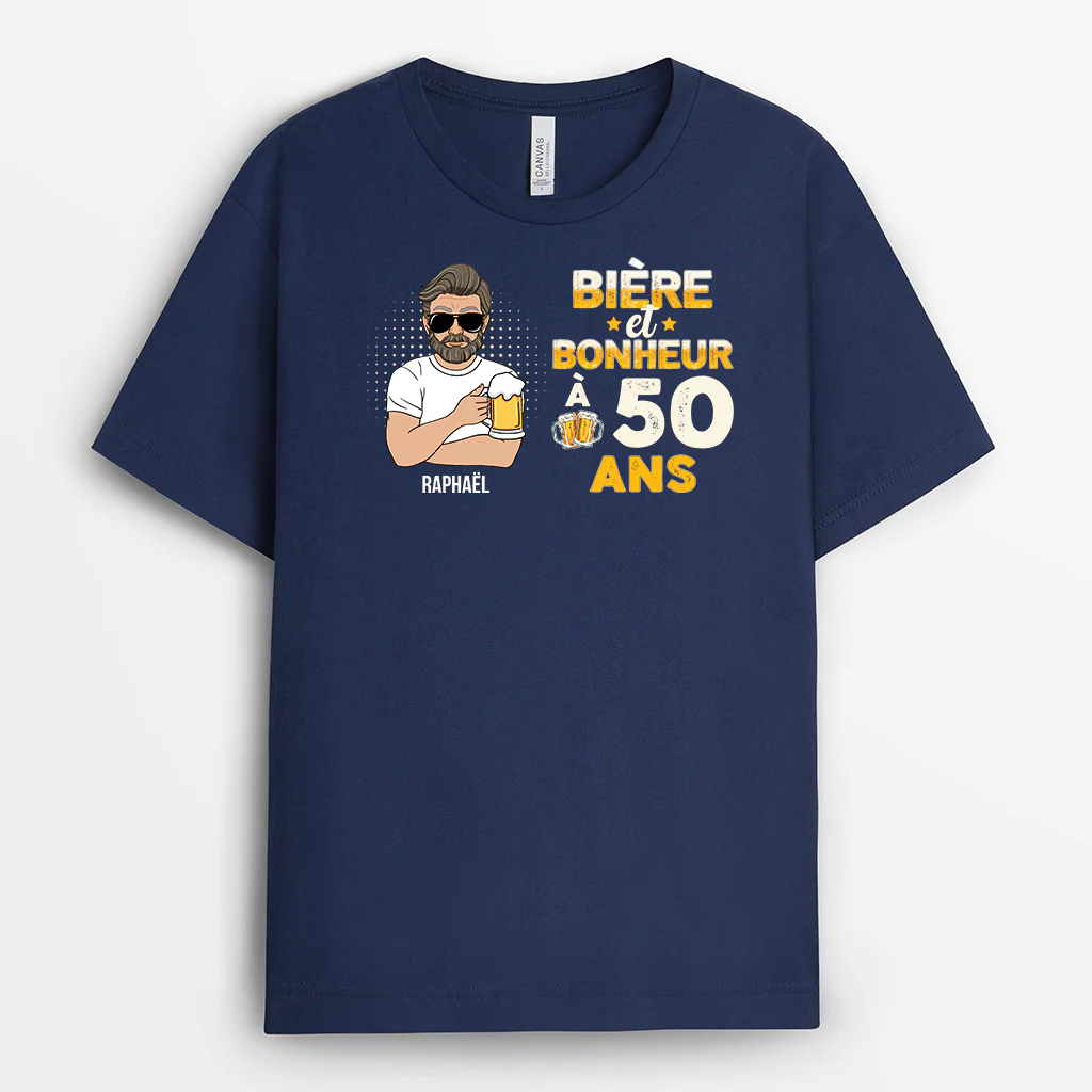 Tee Shirt Personnalisé Homme | Bière Et Bonheur Unique - Image 2