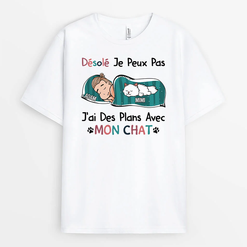 T-shirt Personnalisé Femme – J'ai Des Plans Avec Mon Chat