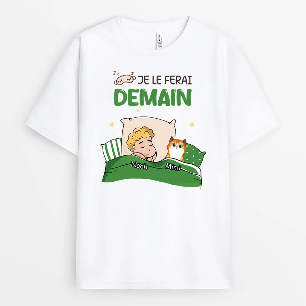 Tee Shirt Personnalisé Femme – Je Le Ferai Demain | Avec Chat