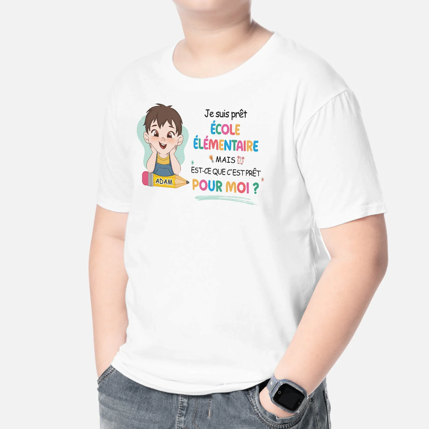 T Shirt Je Suis Prêt(e) Pour La Maternelle Personnalisé - Image 2