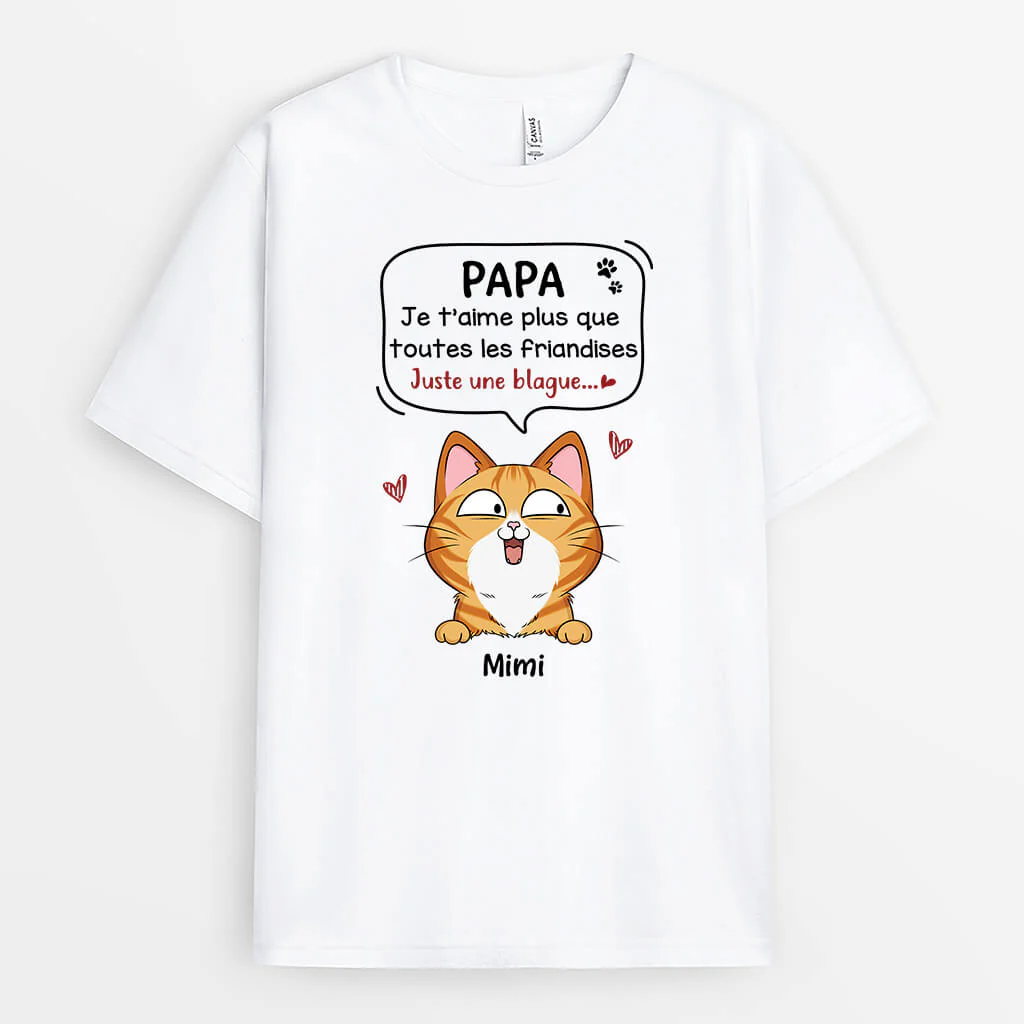 Tee Shirt Personnalisé Chat - Je T'Aime Plus Que Toutes Les Friandises - Image 2