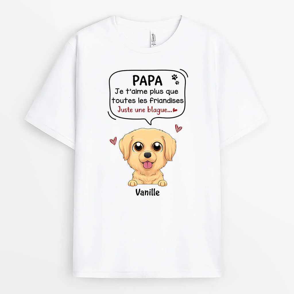 T Shirt Chien Personnalisé | Je T'aime Plus Que Toutes Les Friandises - Image 2