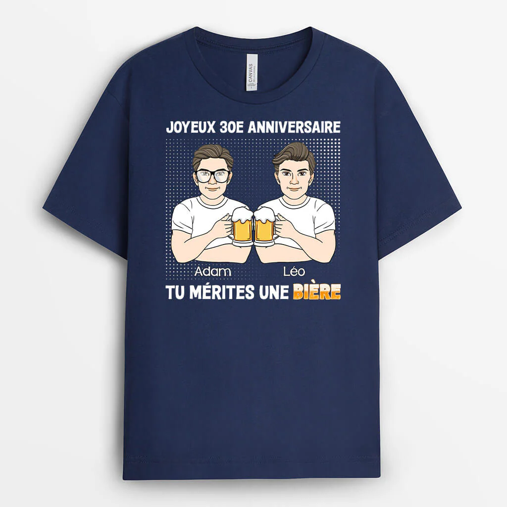 T-shirt Joyeux 50e Anniversaire Tu Mérites Une Bière Personnalisé - Image 2