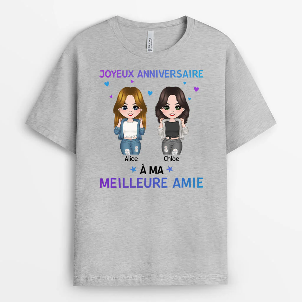 Tee Shirt Personnalisé Femme – Joyeux Anniversaire À Meilleure Amie | Cadeau Amie - Image 2