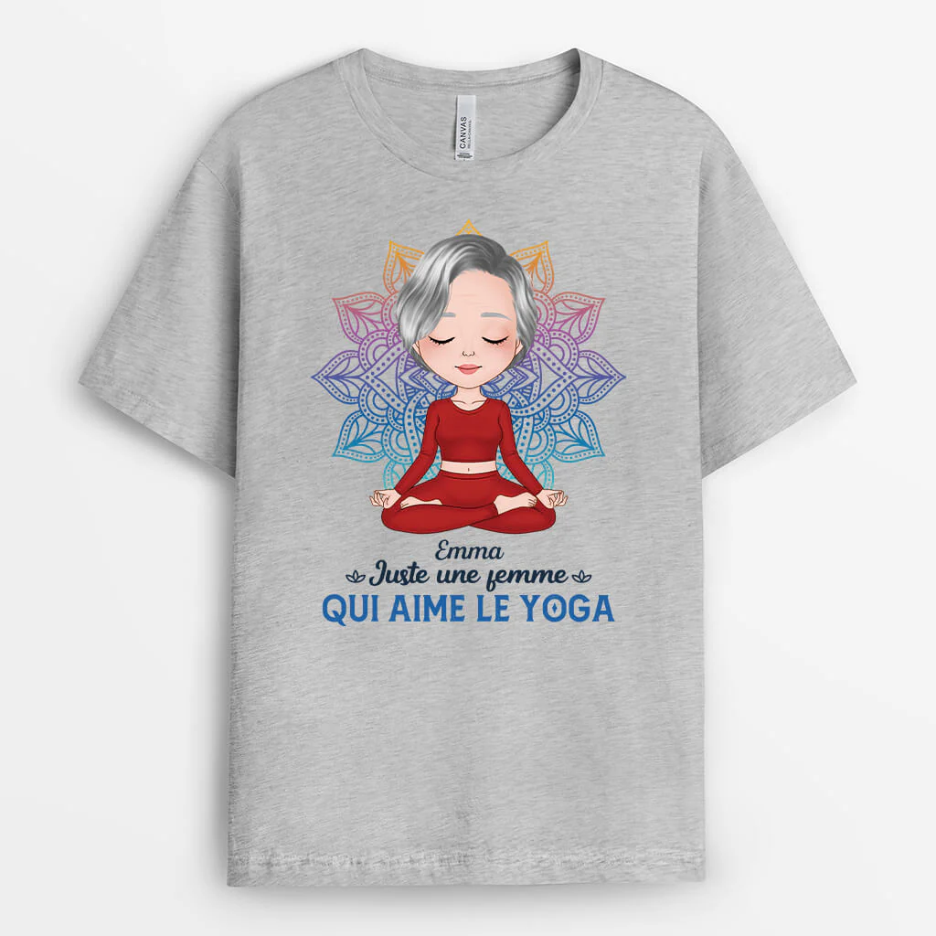 Tee-Shirt Femme Personnalisé – Juste Une Fille, Qui Aime Le Yoga - Image 2