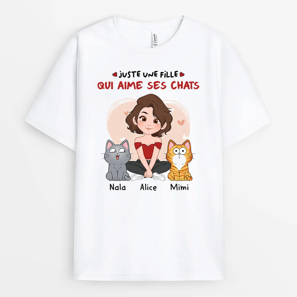 T-shirt personnalisé chat – Pour femme qui aime les chats