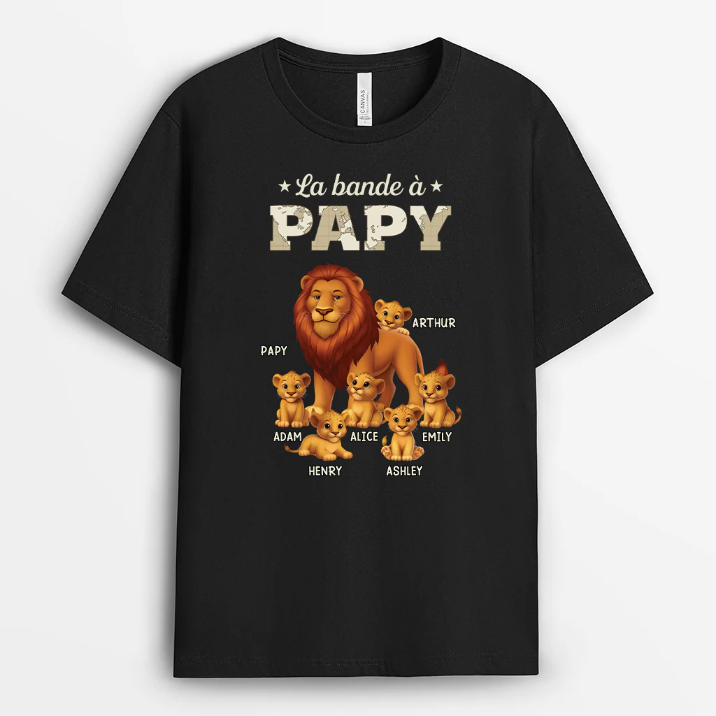 T-shirt Personnalisé Pour Papy - La Bande À Papy Lions Design Cartoon