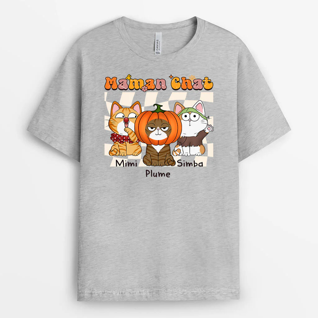 T-Shirt Personnalisé - La Maman Chat Style Retro Halloween