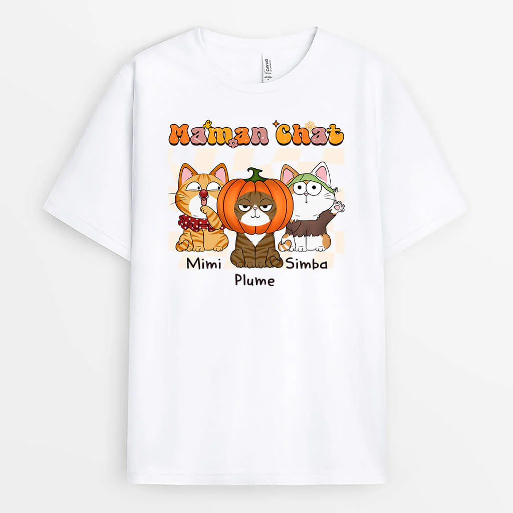 T-Shirt Personnalisé - La Maman Chat Style Retro Halloween - Image 2