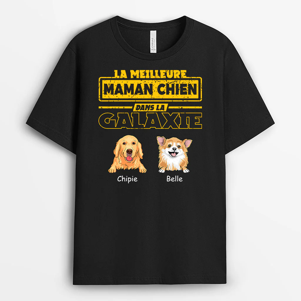 T-shirt Personnalisé Maman - Meilleur Maman Chien Dans La Galaxie - Image 2