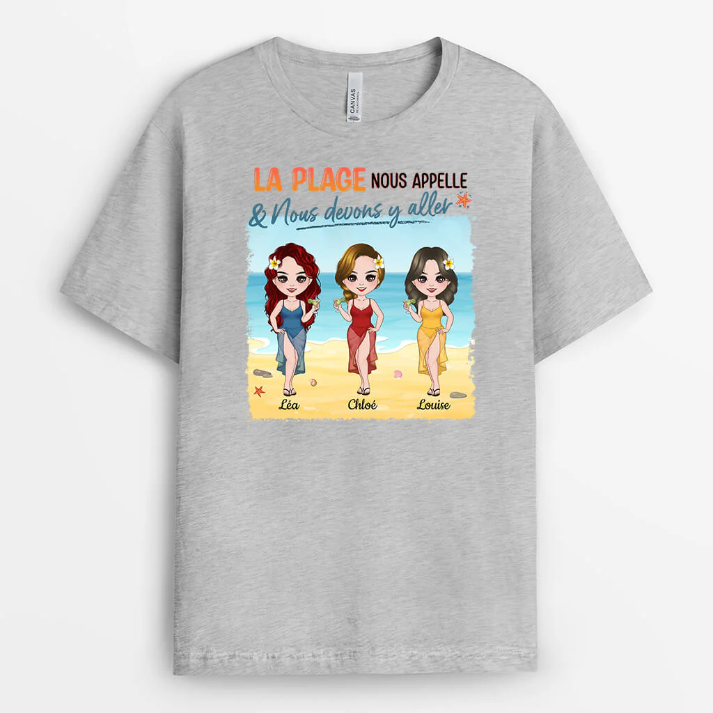 T Shirt Personnalisé Meilleure Amie - La Plage Nous Appelle - Image 2