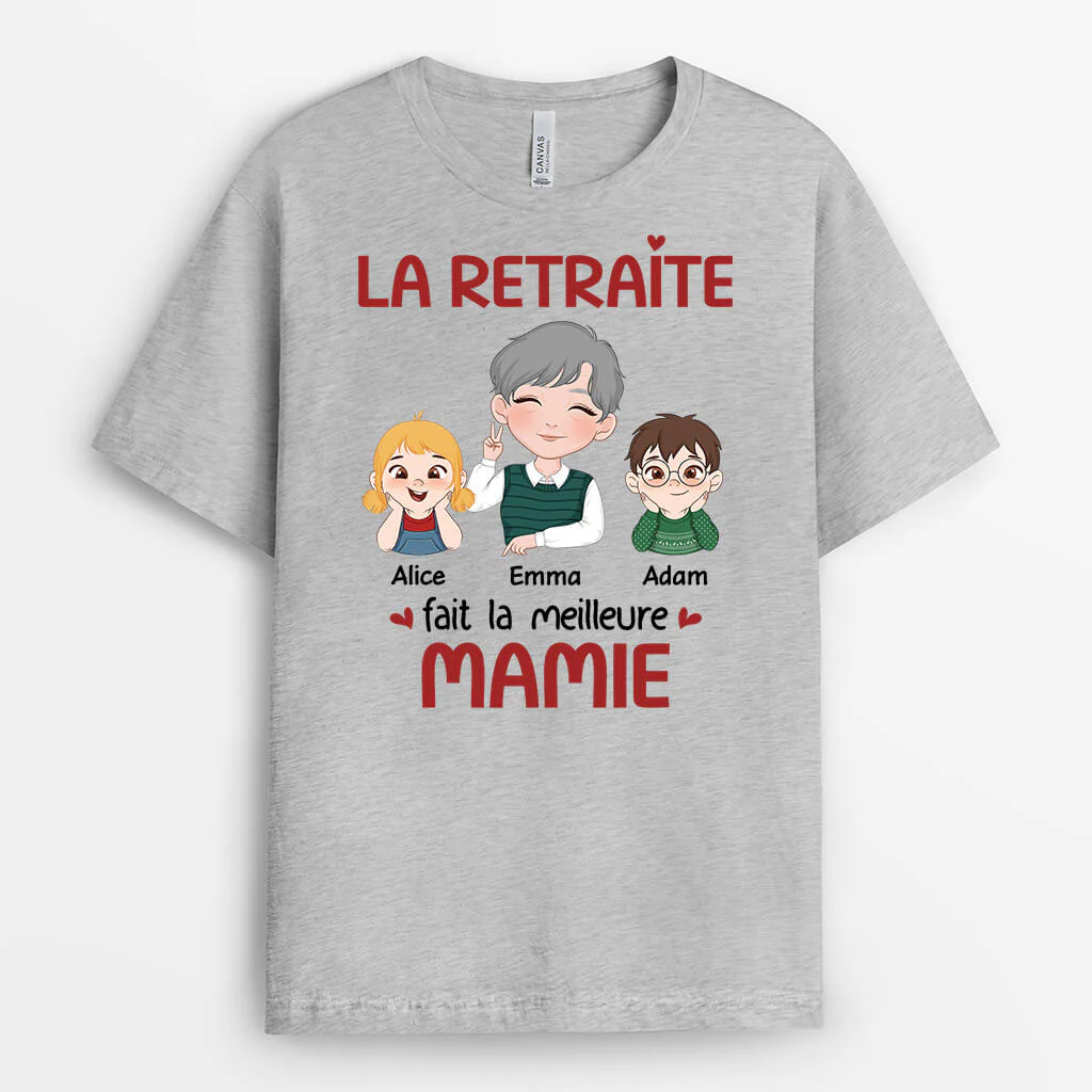 T-shirt La Retraite Fait La Meilleure Mamie Personnalisé - Image 2