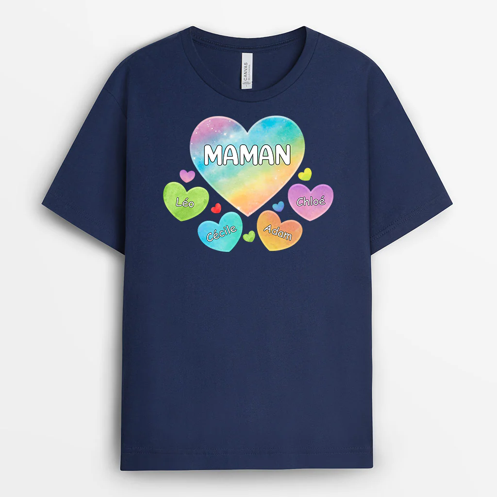 T-shirt Le Cœur de Maman Mamie Cœur D'Enfants Personnalisé
