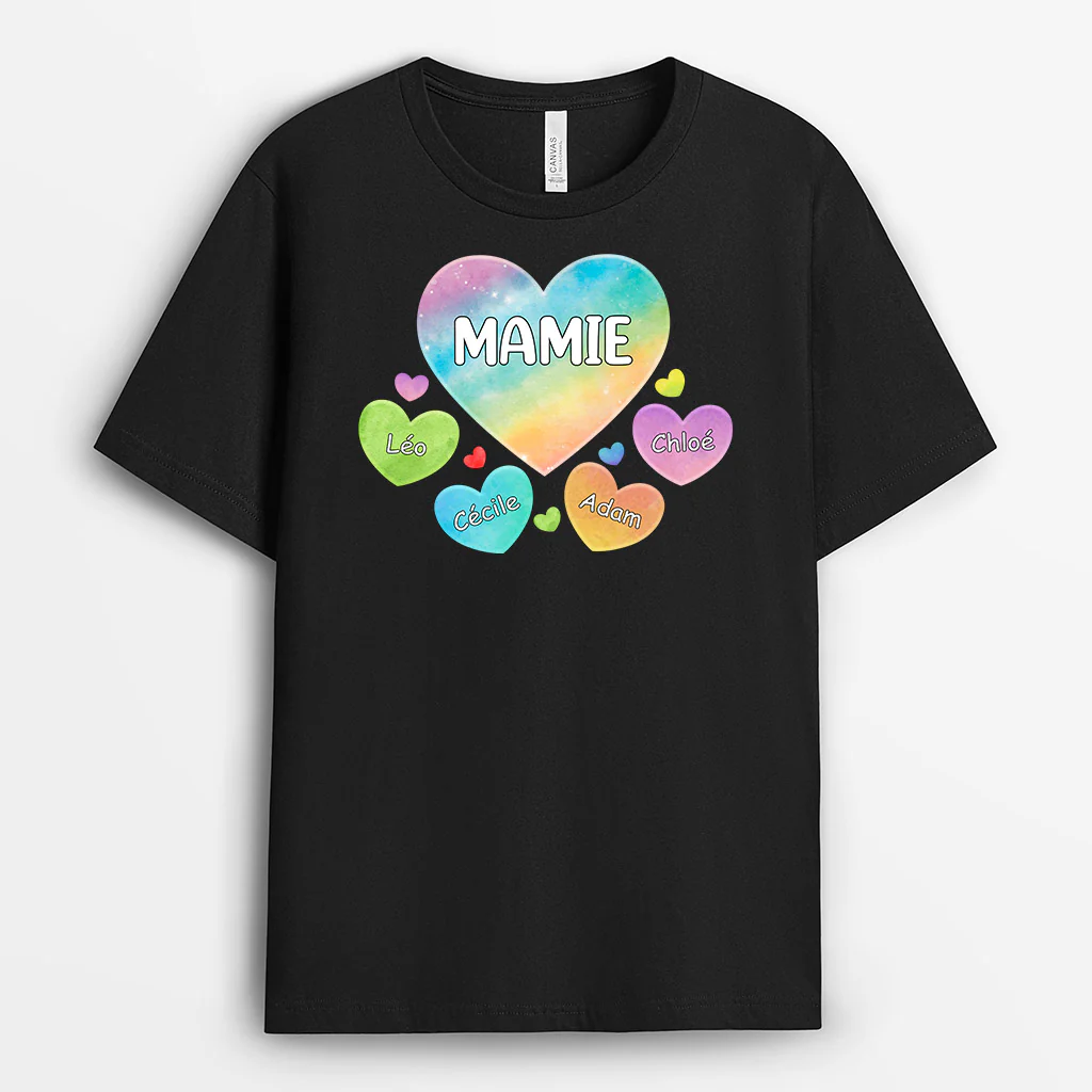 T-shirt Le Cœur de Maman Mamie Cœur D'Enfants Personnalisé - Image 2