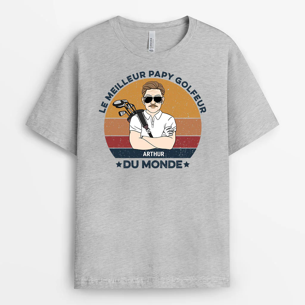 T shirt Personnalisé Papy - Le Meilleur Papy Golfeur du Monde