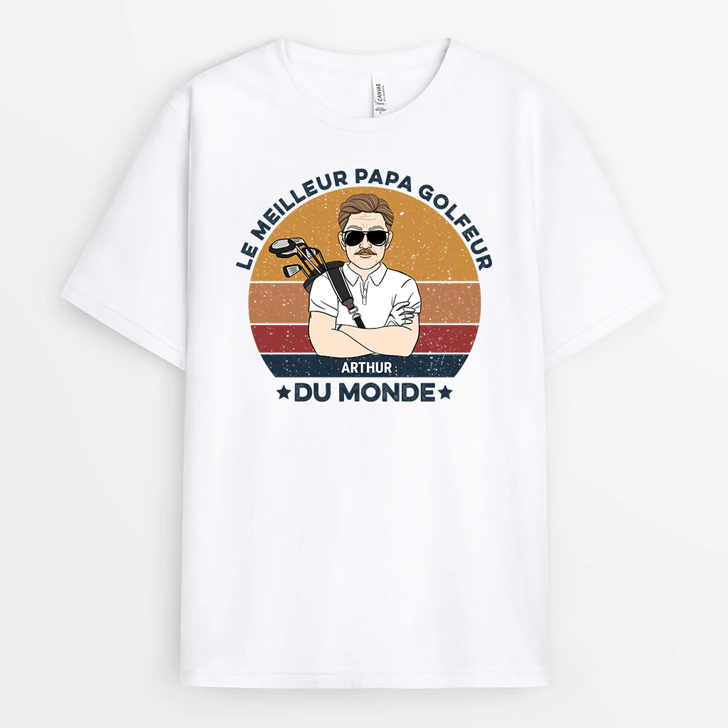 T shirt Personnalisé Papy - Le Meilleur Papy Golfeur du Monde - Image 2