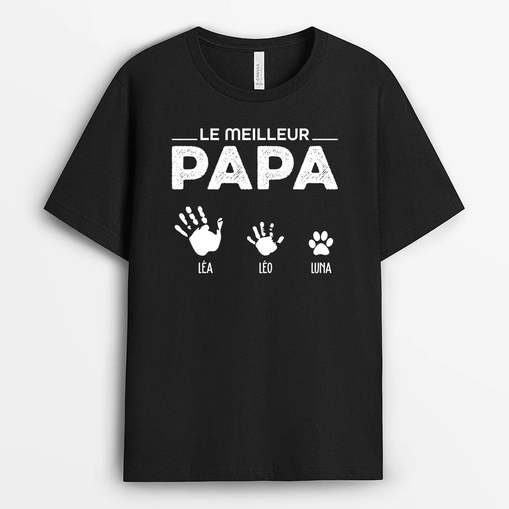 T-shirt personnalisé papa – Le meilleur papa avec mains unies