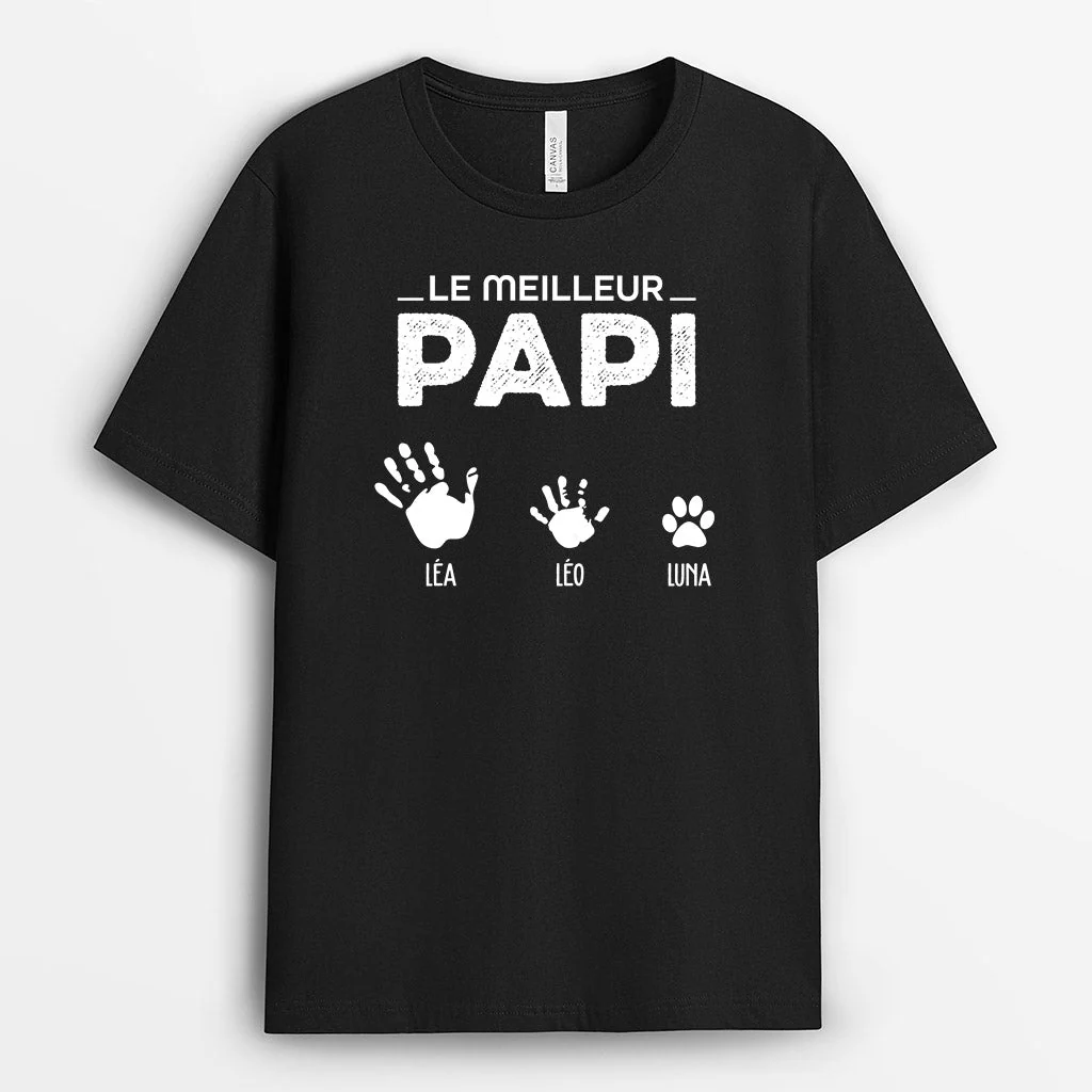 T-shirt personnalisé papa – Le meilleur papa avec mains unies - Image 3