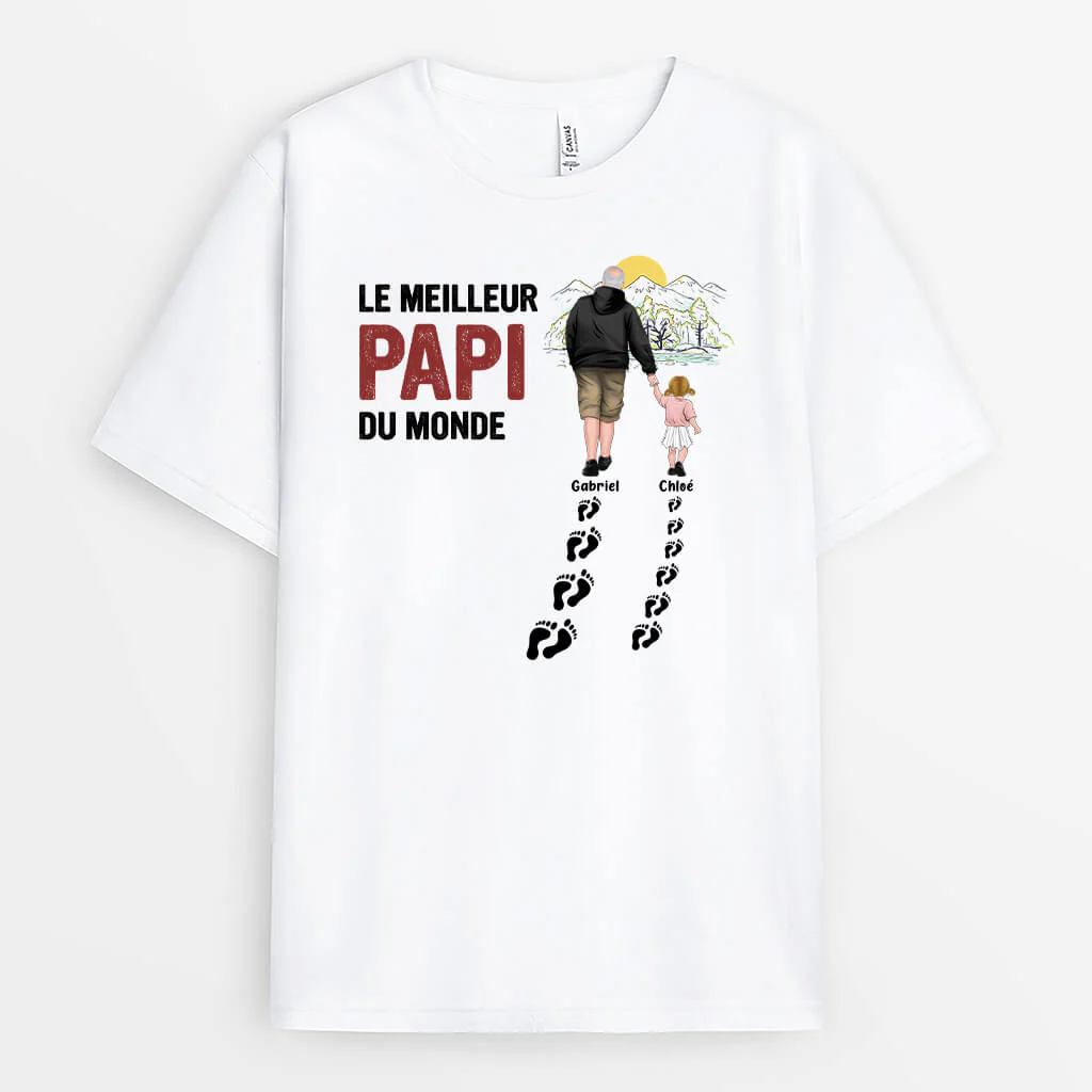 T-shirt Le Meilleur Papa Se Promène Avec Son Enfant Personnalisé - Image 2
