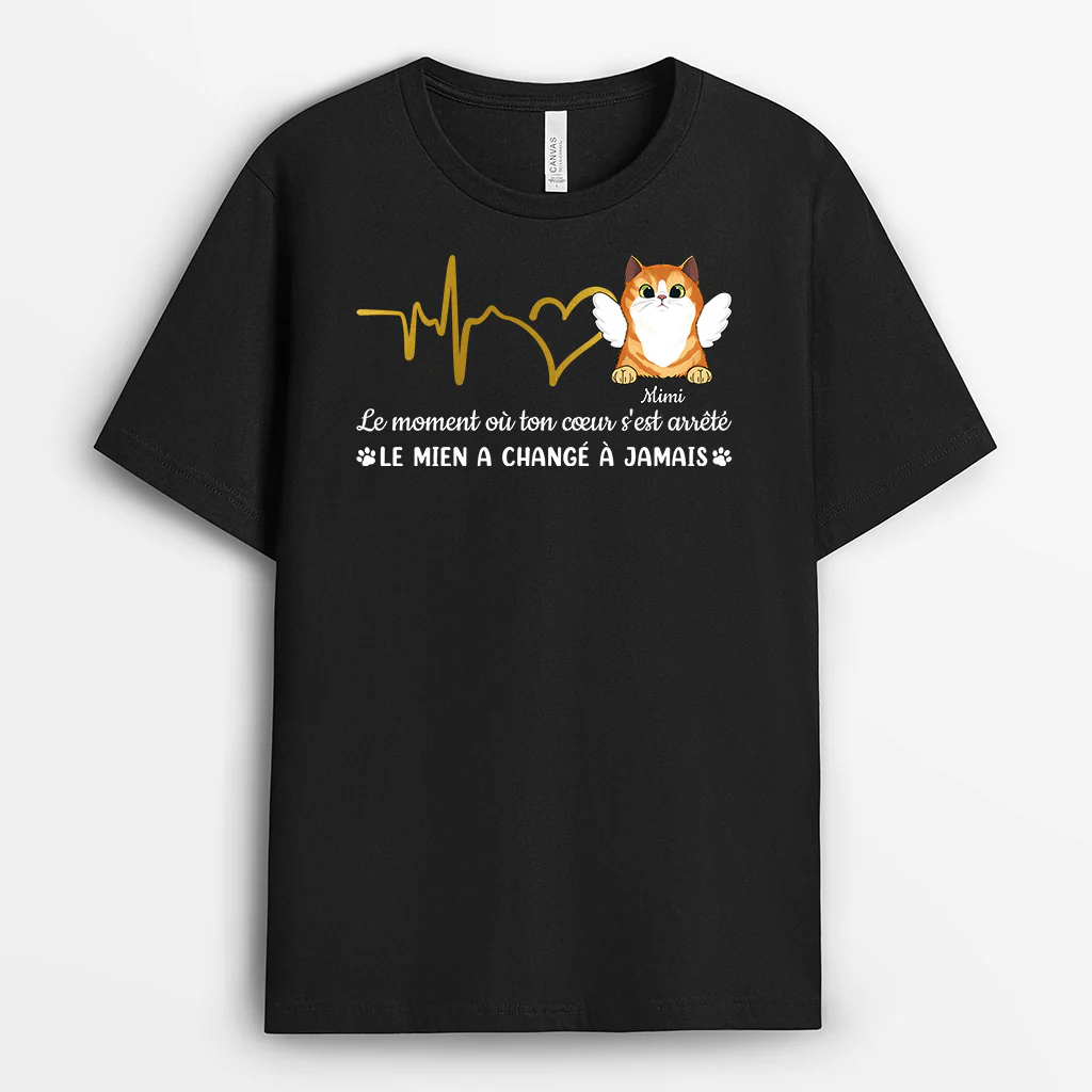 T Shirt Personnalisé Avec Chat - Le Moment Où Votre Cœur S'est Arrêté - Image 2