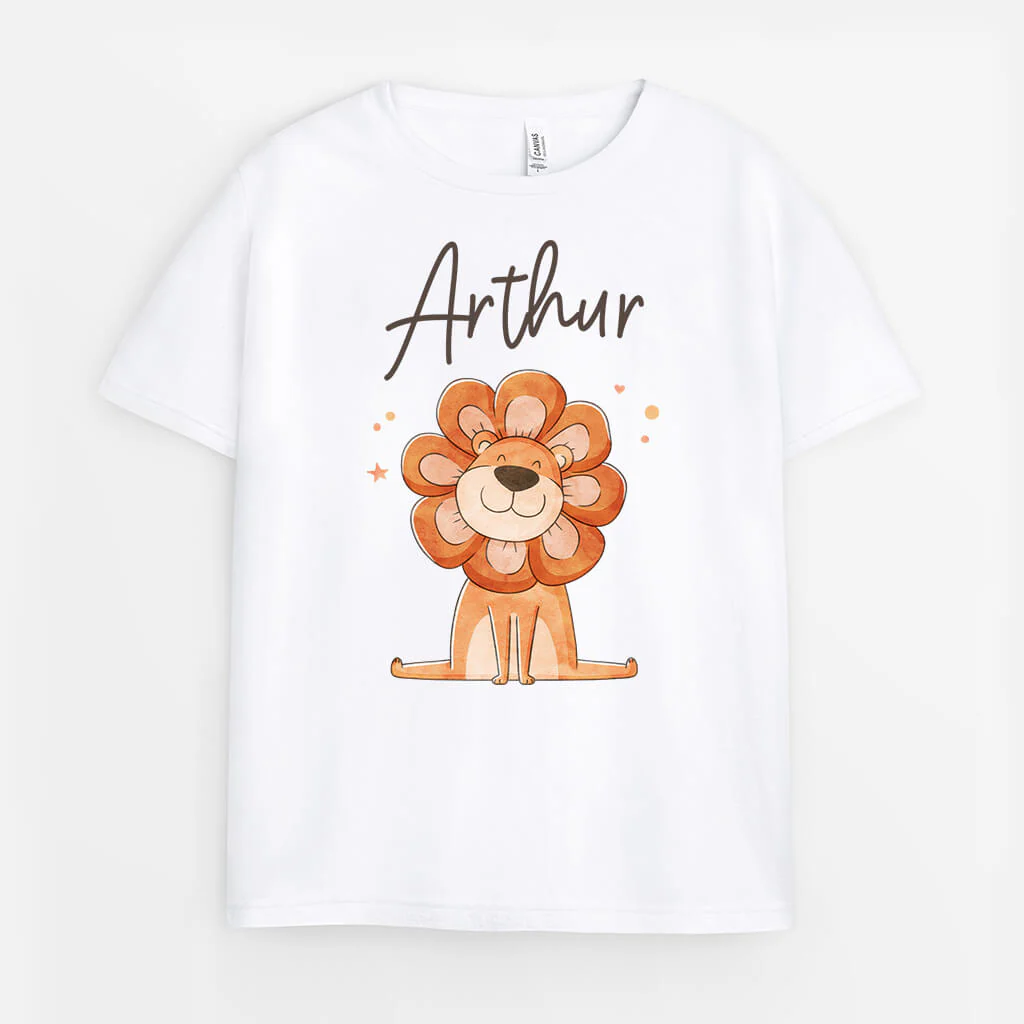 Tee Shirt Enfant Personnalisé | Lion Avec Crinière De Fleur Unique