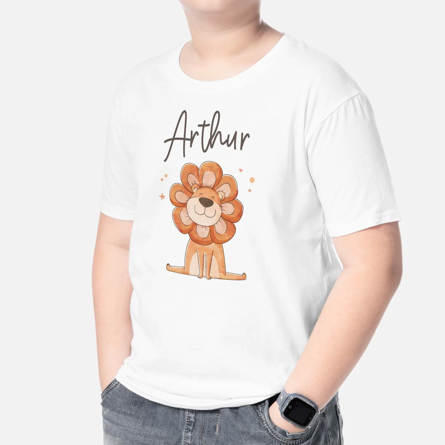 Tee Shirt Enfant Personnalisé | Lion Avec Crinière De Fleur Unique - Image 2