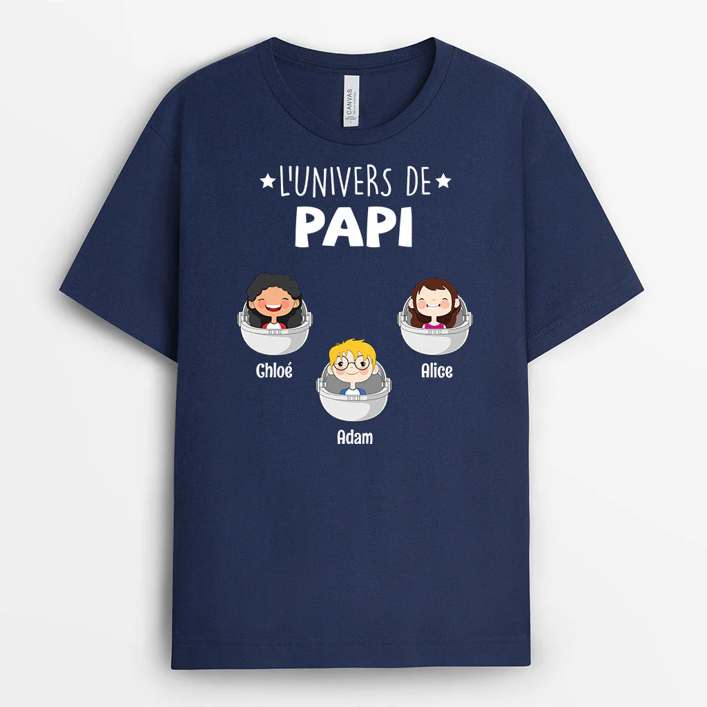 Tee Shirt Personnalisé Papy - L'Univers de Papi Vaisseau Spatial
