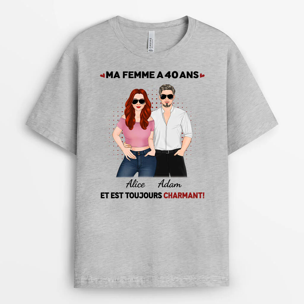 T-shirt Personnalisé Anniversaire 60 Ans Avec Humour - Mon Mari/Ma Femme Est Toujours Sexy ! - Image 2