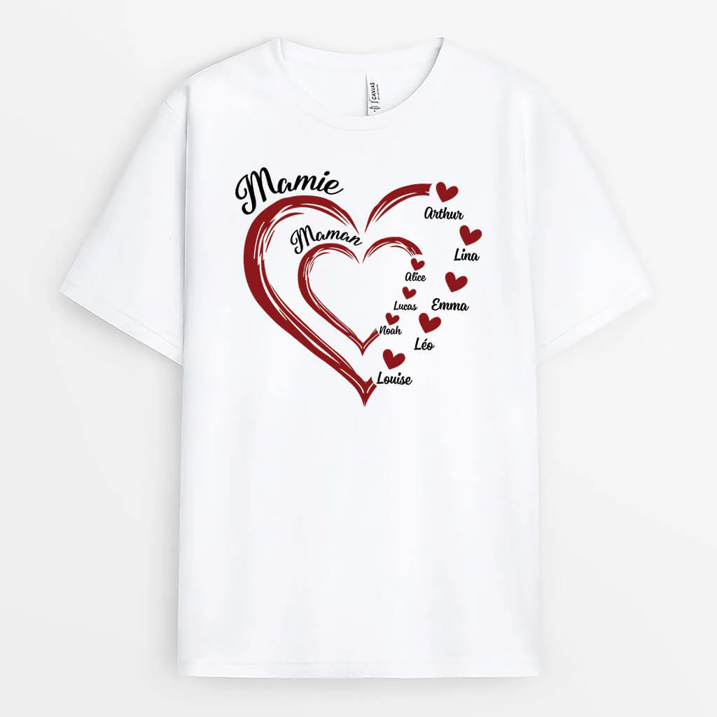 Tee Shirt Personnalisé Maman - Maman Avec Coeur Rouge