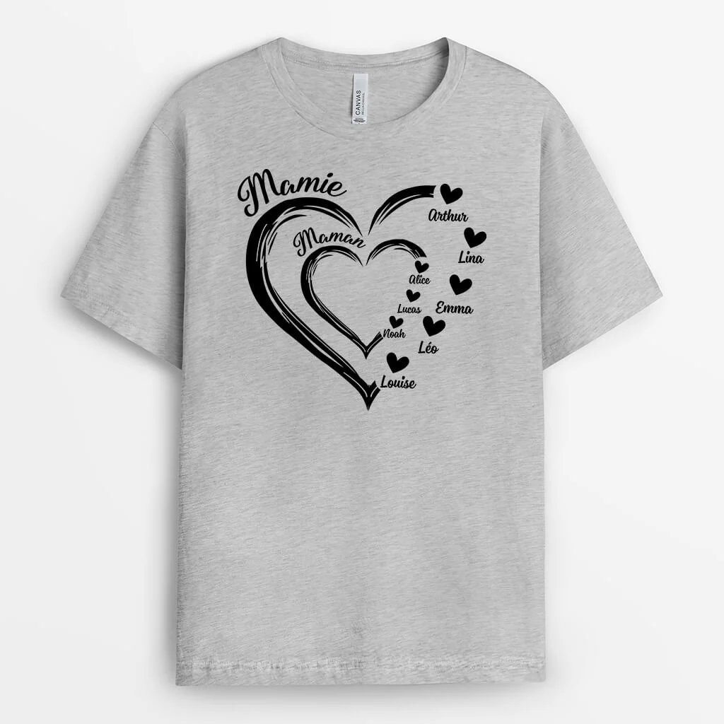 Tee Shirt Personnalisé Maman - Maman Avec Coeur Rouge - Image 2