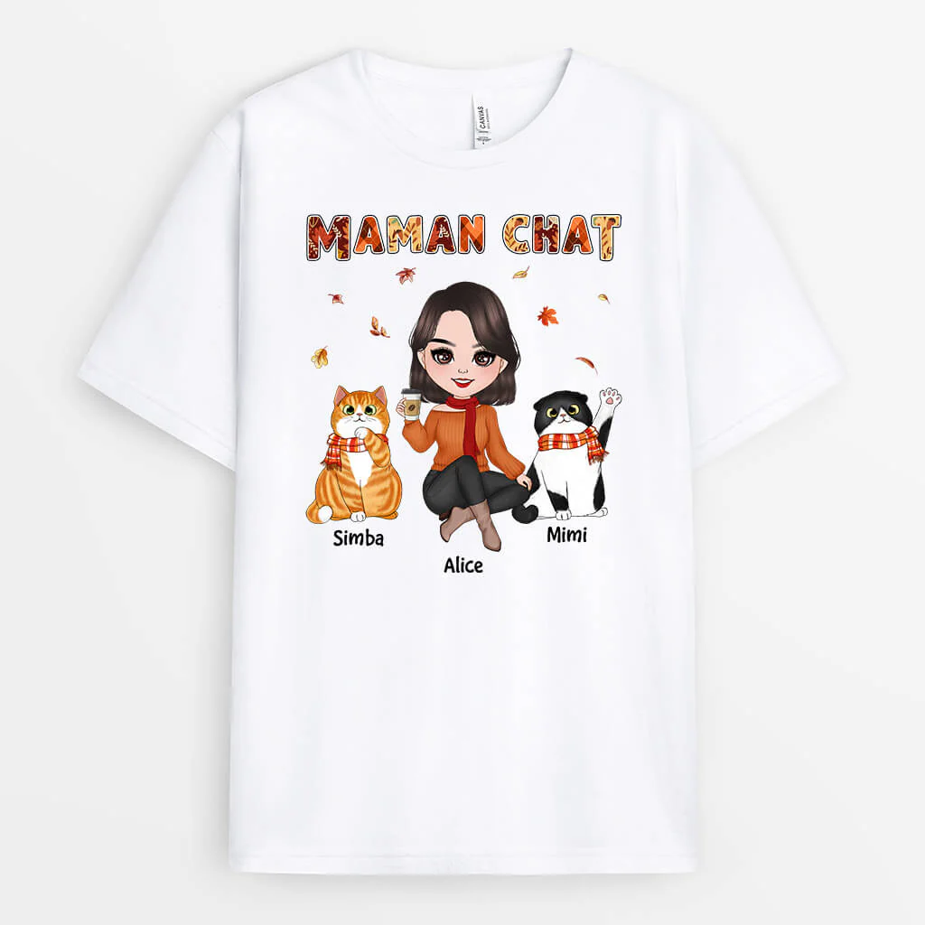 T-shirt Personnalisé Maman - Maman Chat Automne - Image 2