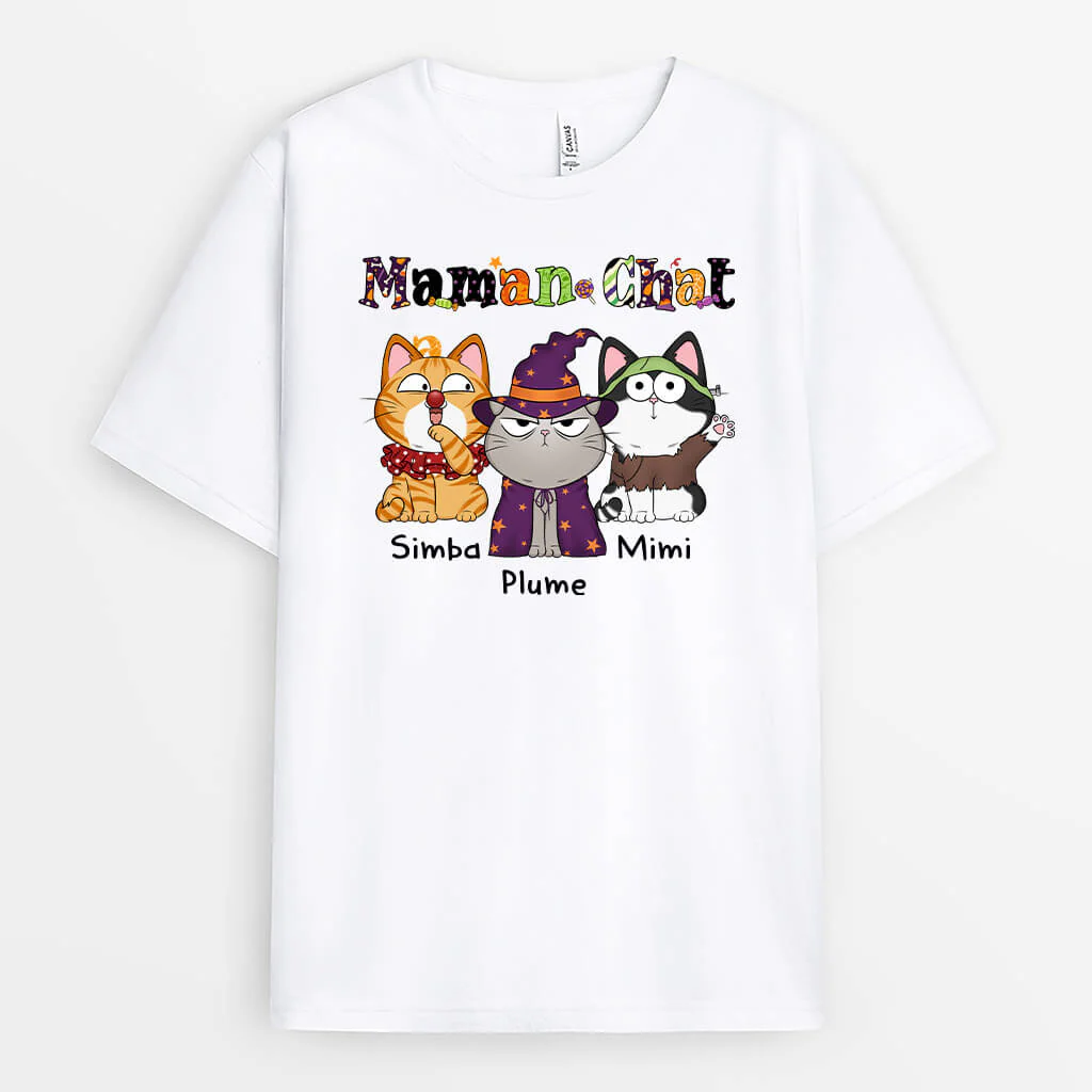 T-shirt Personnalisé - Maman Chat Mimi Motif Halloween