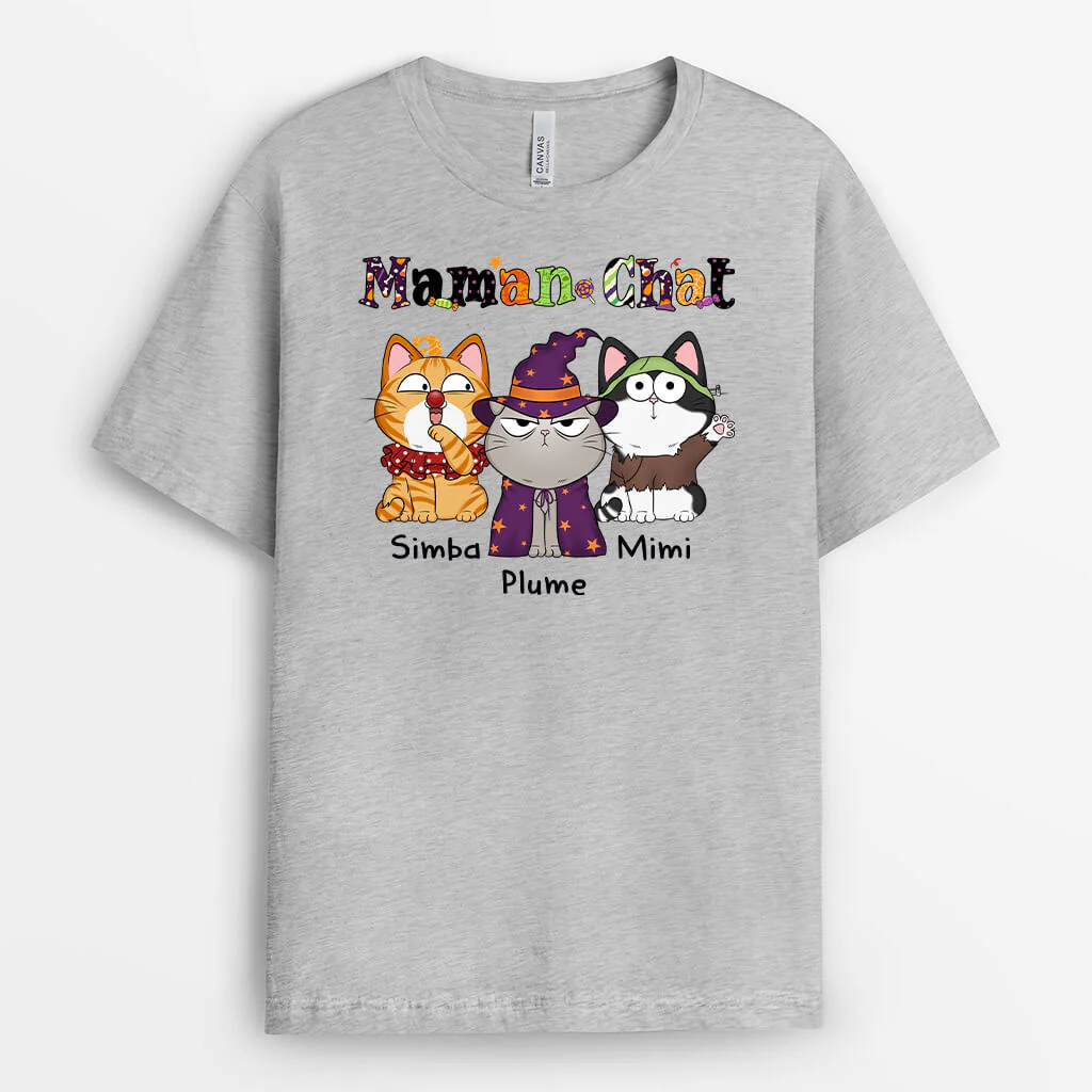 T-shirt Personnalisé - Maman Chat Mimi Motif Halloween - Image 2